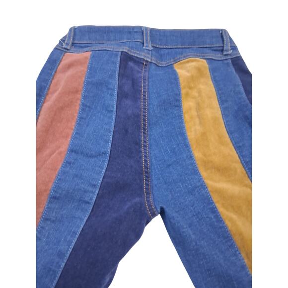 Altar'd State Flare Patchwork Women size 25 Faux Suede Hippie Retro Grunge Pants - Picture 7 of 12